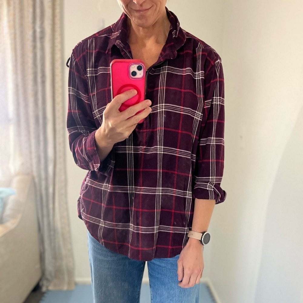 Eddie Bauer Boyfriend Relaxed Fit Plaid Flannel Shirt | Women’s Large | EUC